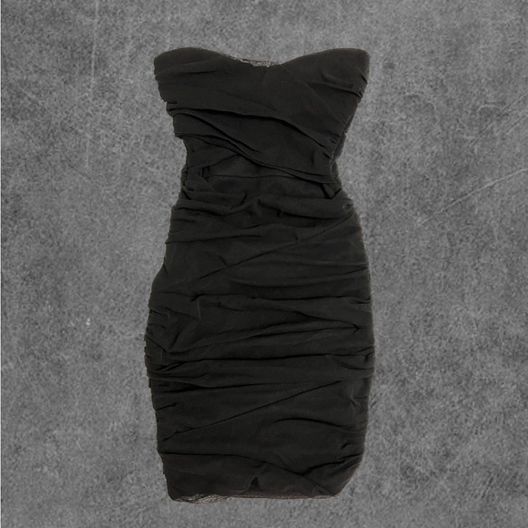 mesh ruched black minidress - Picture 2 of 3